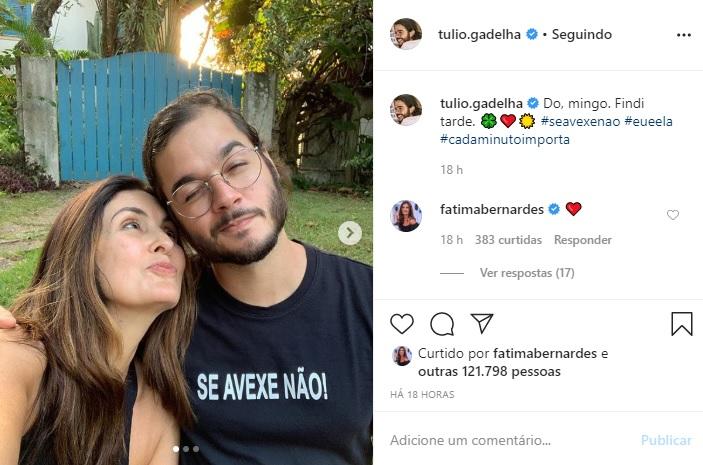 Túlio Gadelha e Fátima Bernardes aparecem em fotos fofas