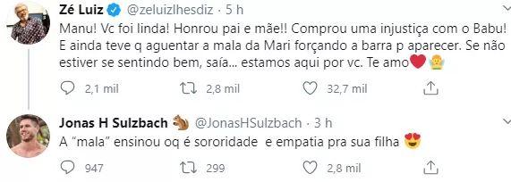  Jonas Sulzbach responde pai de Manu Gavassi após chamar Mari Gonzalez de mala