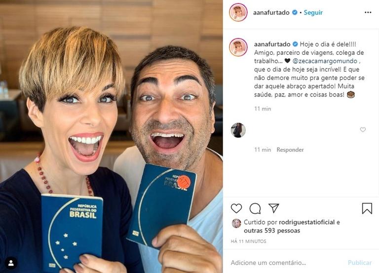 Ana Furtado parabeniza Zeca Camargo