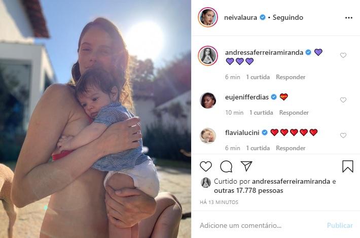 Laura Neiva toma sol com Maria e derrete os internautas