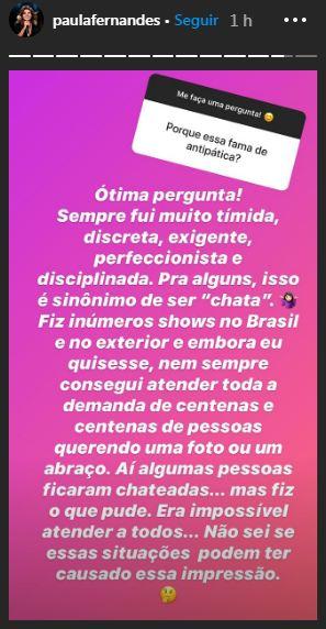 Paula Fernandes comenta sobre sua 'fama' de antipática