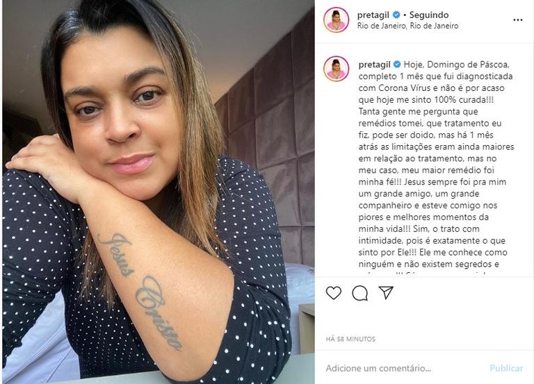 Preta Gil fala sobre tratamento contra coronavírus