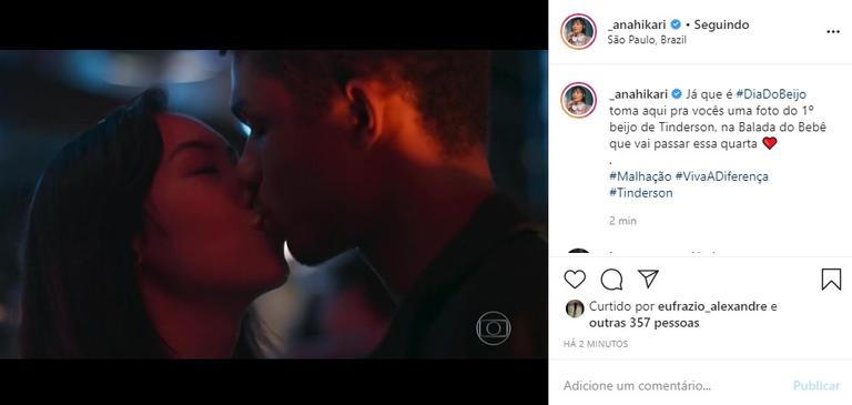 Ana Hikari lembra primeiro beijo de personagem em Malhação