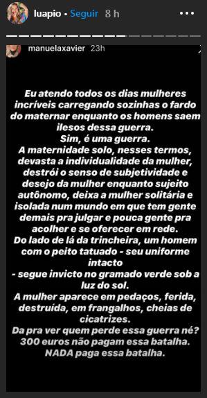 Luana Piovani volta a alfinetar o ex, Pedro Scooby, e compartilha texto sobre inversão de valores