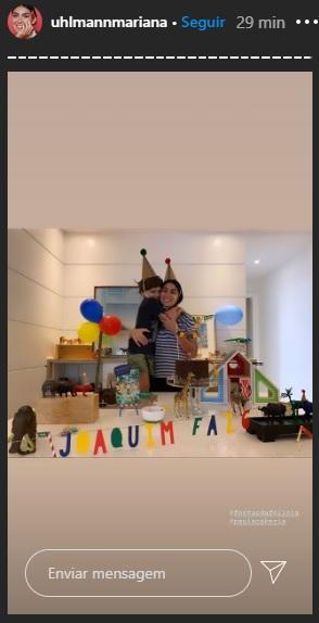 Mariana Uhlmann mostra festa de Joaquim em casa