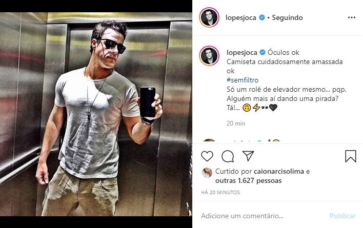 Joaquim Lopes dá uma escapada da quarentena no elevador