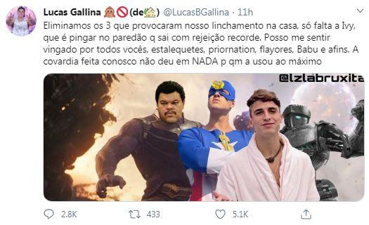 Lucas Gallina diz que pode se sentir vingado após saída de Gizelly