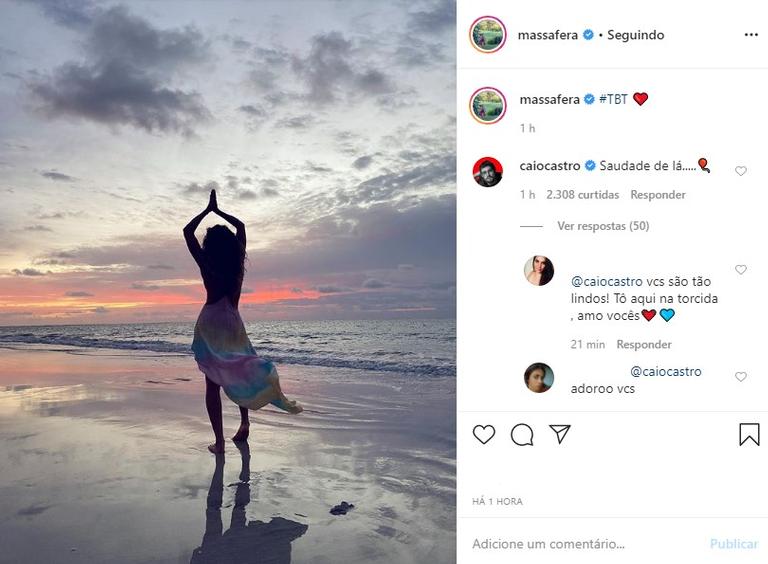 Caio Castro comenta foto de Grazi Massafera