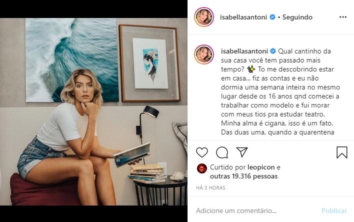 Isabella Santoni faz desabafo sobre a quarentena