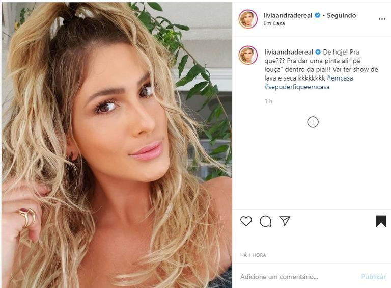 Lívia Andrade mostra quarentena