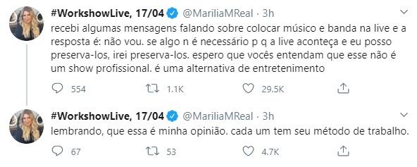 Marília Mendonça usa as redes para falar sobre próxima live