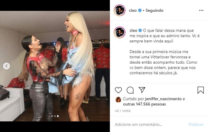 Que dupla! Cleo e Pabllo Vittar aparecem juntas em cliques