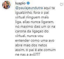 Luana Piovani critica postura da mãe de Pedro Scooby