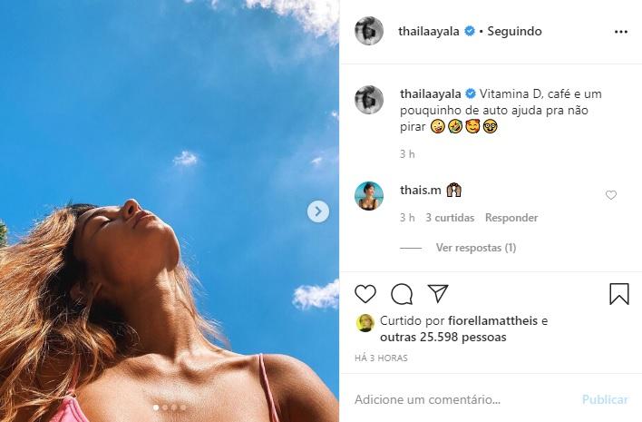 Thaila Ayala mostra o que está lhe ajudando na quarentena