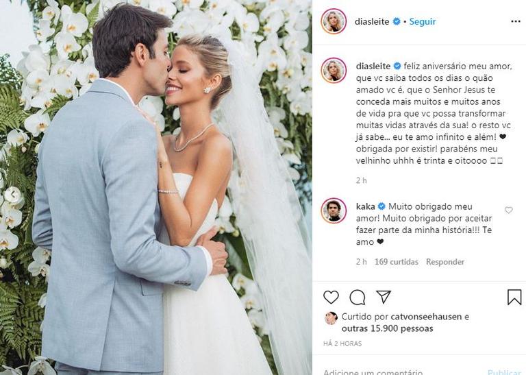 Carol Dias parabeniza Kaká em seu aniversário