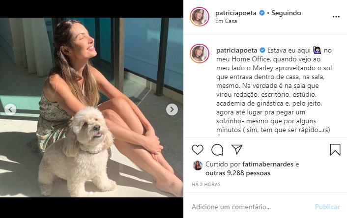 Patrícia Poeta encanta a web com cliques ao lado de seu pet