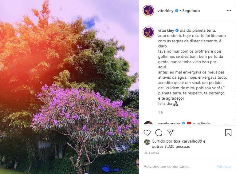 Vitor Kley celebra o Dia da Terra com post na web