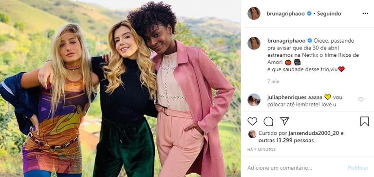 Bruna Griphao posta foto com Gi Lancellotti e Jeniffer Dias