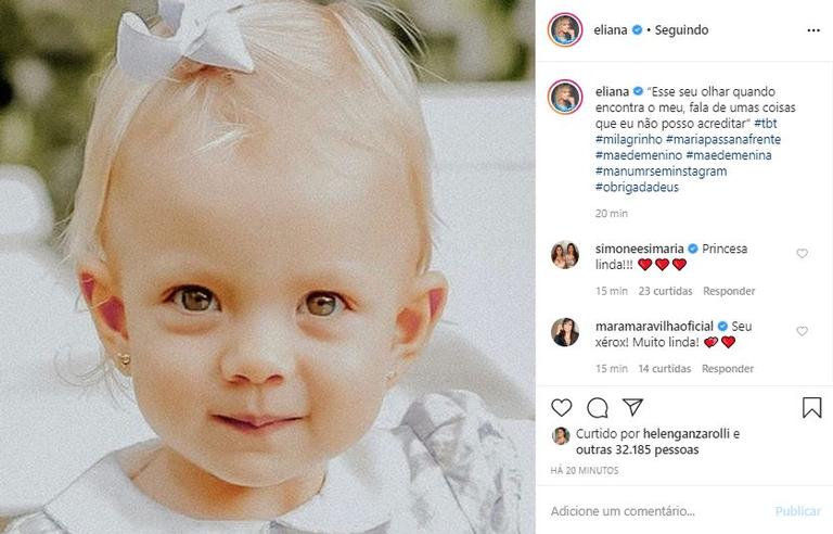 Famosas se derretem pela fofura de Manu, filha de Eliana