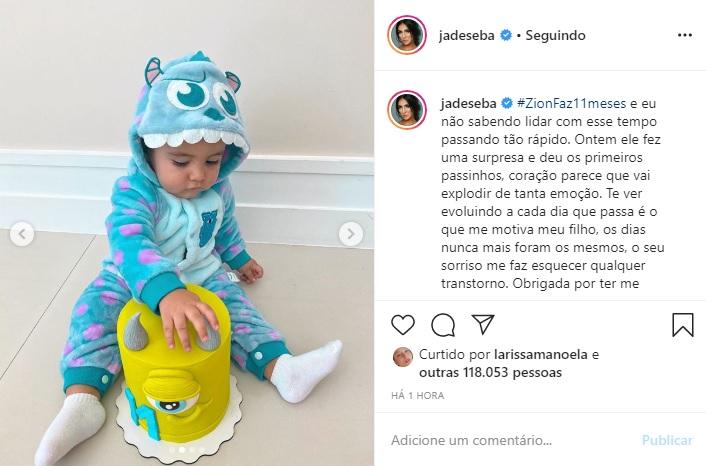 Jade Seba comemora o mesversário do filho, Zion