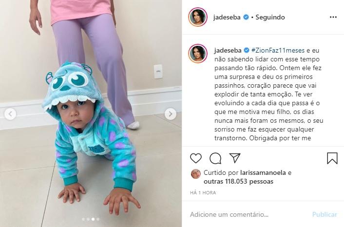 Jade Seba comemora o mesversário do filho, Zion