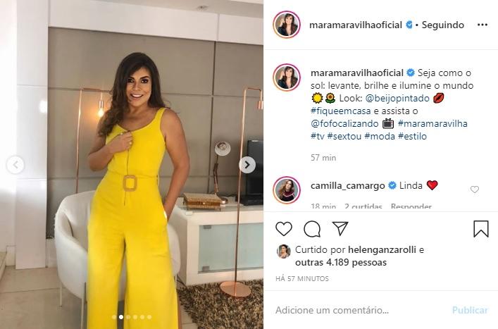 Mara Maravilha usa as redes para mostrar seu look