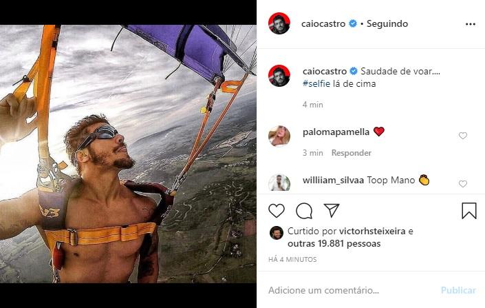 Caio Castro relembra foto tirada nas alturas