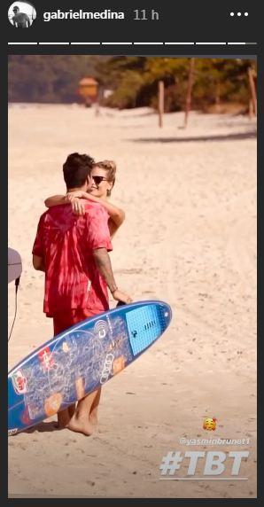 Gabriel Medina e Yasmin Brunet aparecem juntos em vídeo romântico