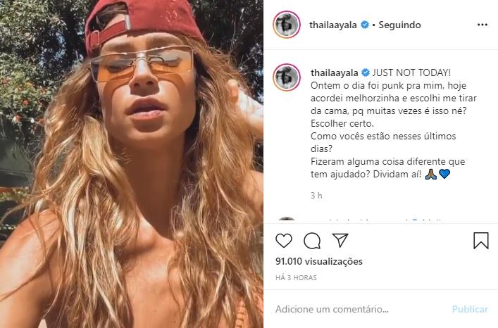 Thaila Ayala revela nas redes que passou por dia difícil 