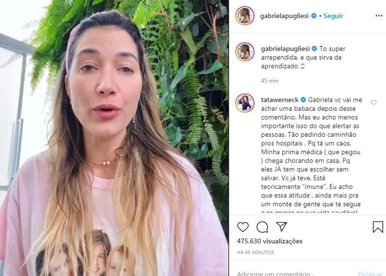 Gabriela Pugliesi se pronuncia após ter feito festa em quarentena