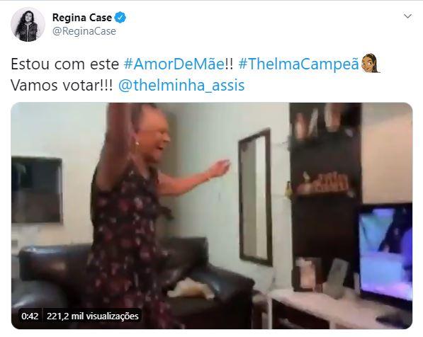 BBB 20: Regina Casé declara torcida para Thelma