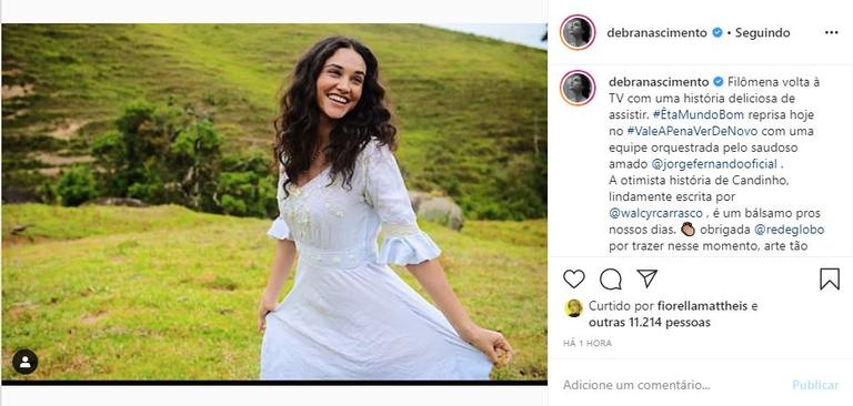 Débora Nascimento celebra retorno de Êta Mundo Bom às telinhas