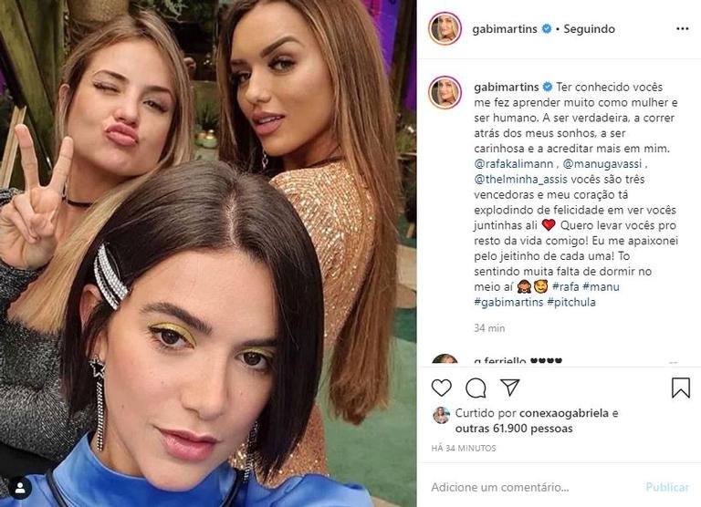 Gabi Martins se declara para as finalistas do BBB