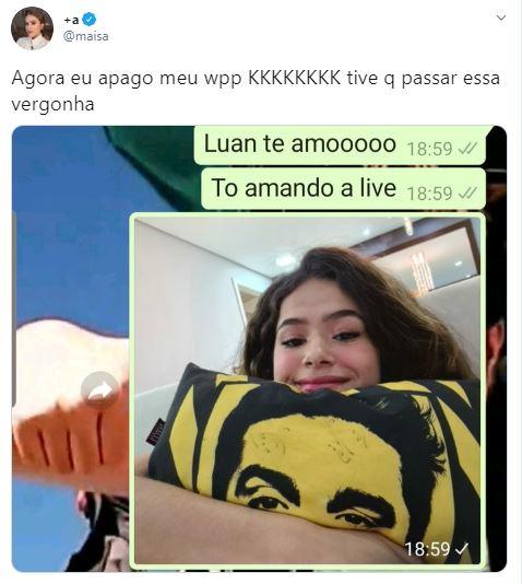 Maisa elogia live de Luan Santana em mensagem pro cantor