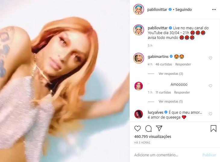 Pabllo Vittar anuncia live e fãs piram: ''Finalmente!''