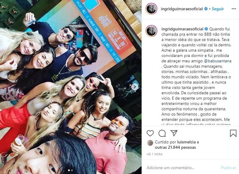 Ingrid Guimarães relembra participação no BBB20