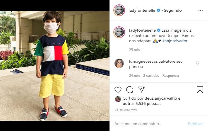 Filho de Antonia Fontenelle aparece em clique de máscara