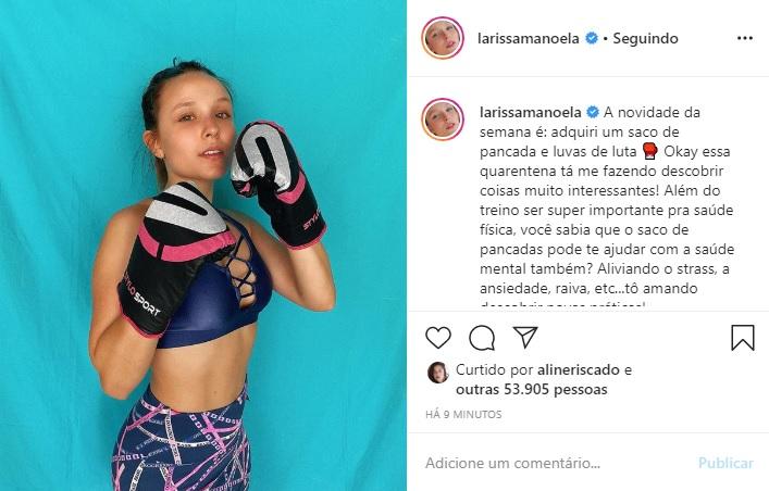 Larissa Manoela começa a praticar boxe na quarentena