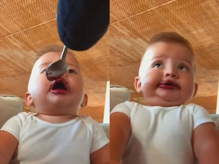 Gabi Brandt compartilha registro fofíssimo de seu filho comendo açaí