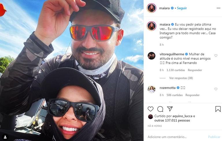 Maiara intima Fernando Zor e pede o cantor em casamento