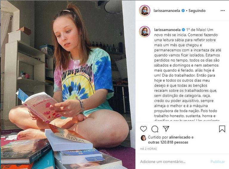 Larissa Manoela faz reflexão sobre isolamento social