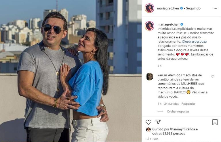 Usando suas redes, Gretchen faz linda declaração ao namorado