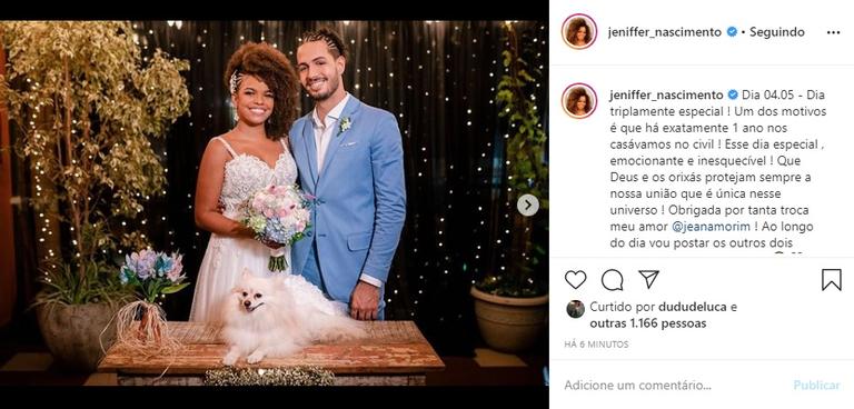 Jeniffer Nascimento celebra um ano de casada com Jean Amorim