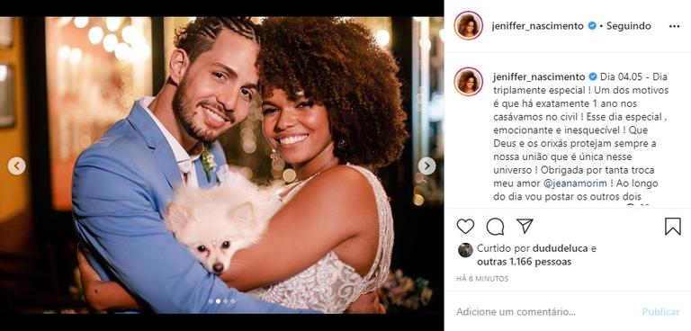 Jeniffer Nascimento celebra um ano de casada com Jean Amorim