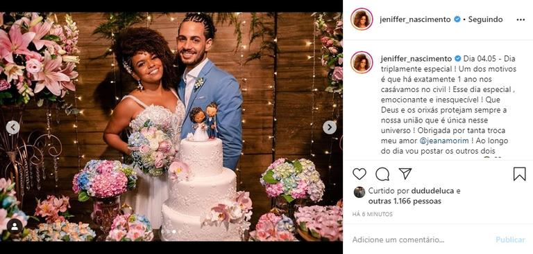 Jeniffer Nascimento celebra um ano de casada com Jean Amorim