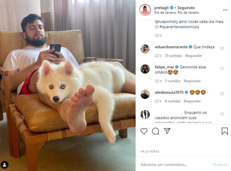 Marido de Preta Gil e cachorro