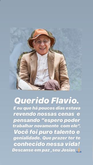 Camila Queiroz presta homenagem a Flavio Migliaccio