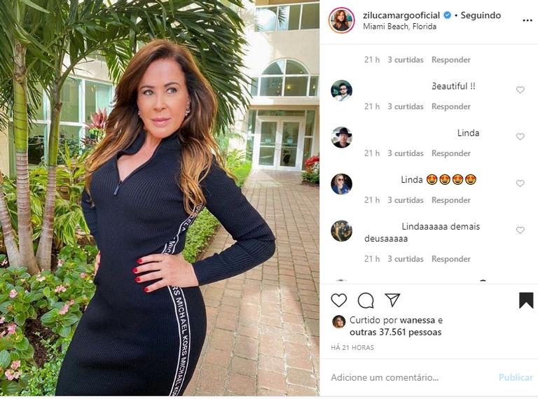 Zilu Camargo de vestido preto