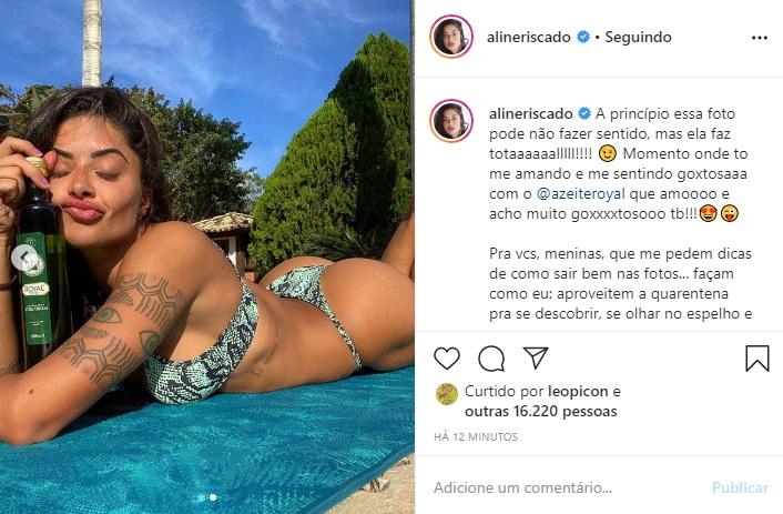 Aline Riscado faz desabafo sobre amor-próprio nas redes