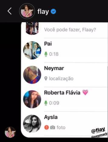 Amiga divulga supostas conversas de Flayslane com Neymar